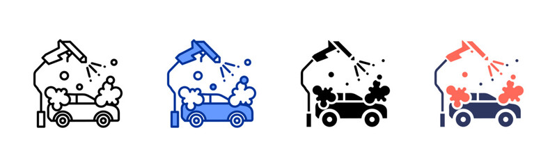 Car Wash Service icon set multiple style collection