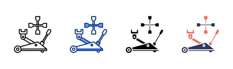 Car Jack Tool icon set multiple style collection