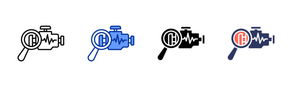 Engine Diagnostics icon set multiple style collection