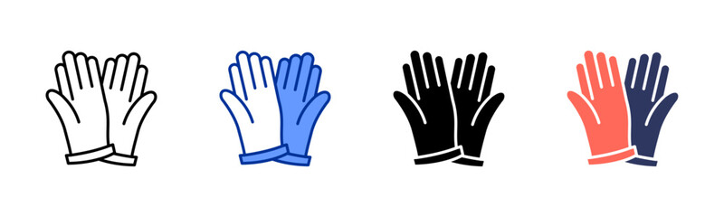 Mechanic Gloves icon set multiple style collection