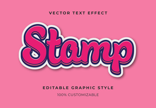 Pink Sticker Outline Script Retro Text Effect Cursive Cartoon Comic Font