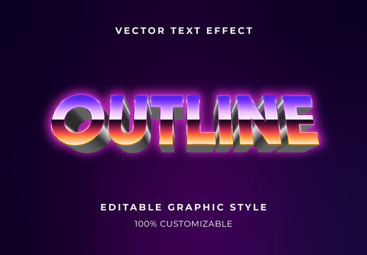 Violet And Orange 3D Extruded Script Retro Text Effect Gradient Futuristic Bold Font
