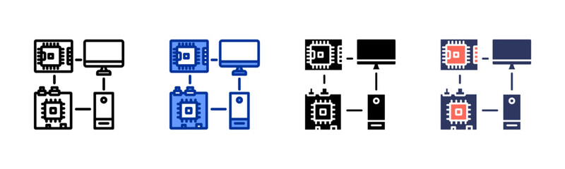 Component Supply Chain icon set multiple style collection