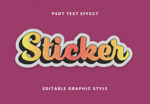 Yellow And Orange Sticker Text Effect Retro Bold Script Gradient Font