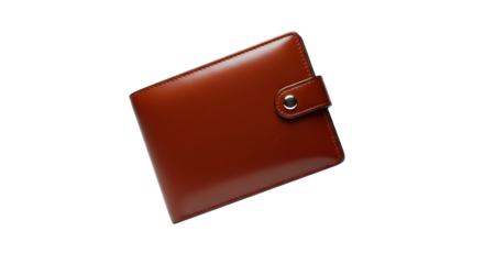 Elegant closed brown leather diary or journal with a decorative clasp isolated on transparent background