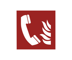 ISO 7010 F006 Fire emergency telephone sign. Fire fighting equipment signal pictogram vector design and illustration.


