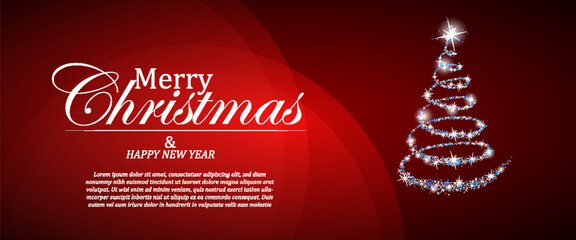 Merry Christmas red greeting card clipart design. Wishing Merry Christmas and happy new year banner card template