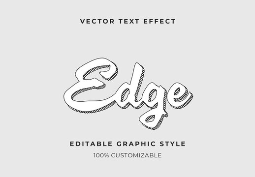 Black Outlined Text Effect Script Sketch Font
