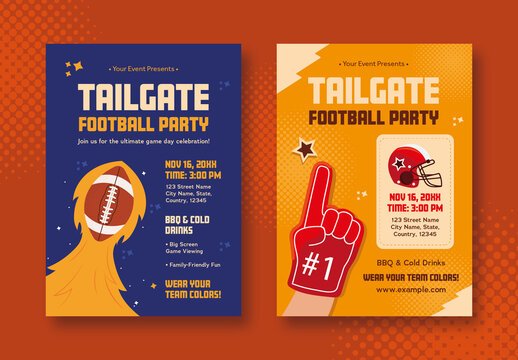 Blue And Yellow Tailgate Football Party Flyer