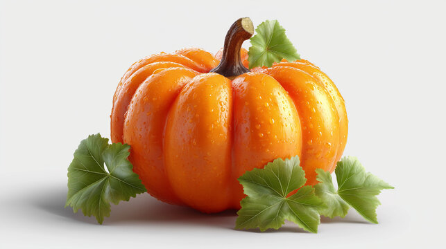 pumpkin with leave and  isolated on white background