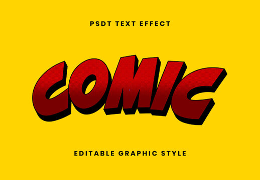 Red And Black Comic Book Text Effect Retro Halftone Cartoon Font