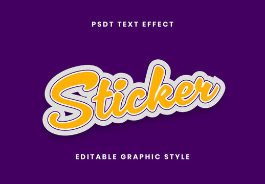 Yellow And White Sticker Text Effect Script Outline Font