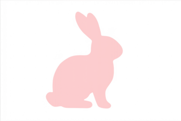 Pink bunny silhouette cutout with transparent background