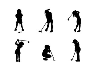 Obraz premium ゴルフ女子シルエット