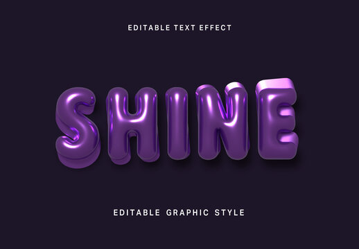 Purple Metallic Inflated 3d Text Effect Glossy Balloon Font