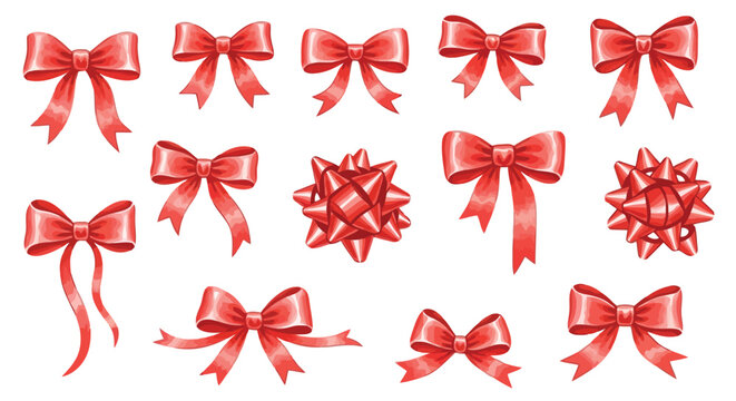 Assorted red bows and ribbons collection