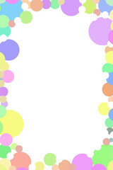 Square Frame with Pastel Circle Border in Purple, Yellow, Green, Blue, Pink, and Orange for a Playful, Festive, and Minimalist Decorative Design