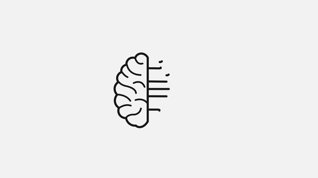 Ai brain technology animation. Neural implants animated line icon