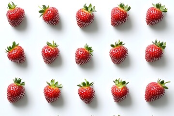 Vibrant red strawberries in a minimalist composition