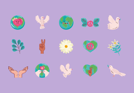 Colorful International Peace Day Illustrations Set