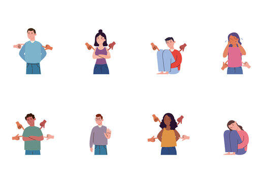 Colorful Discrimination Victims Illustrations Set