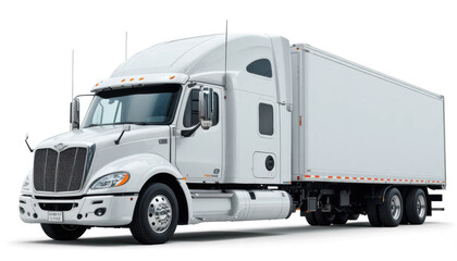 White semi truck with trailer mockup — isolated on transparent png background