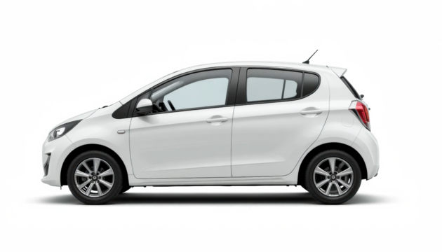 White compact car mockup — isolated on transparent png background