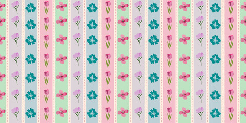 Seamless floral design in various colors for wallpaper and fabric decoration.