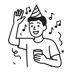 Join the celebration with this joyful party scene, perfect for birthdays and festive events, embodying happiness and fun with music and cheer