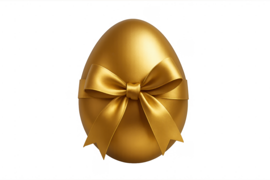 Golden easter egg with luxurious gold ribbon bow - Powered by Adobe