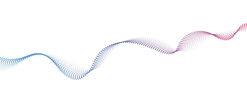 Flowing Dot Wave halftone gradient pattern on transparent background	

