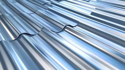 sleek corrugated surface showcasing a pattern of silvery reflections, ideal for backgrounds and industrial textures, with uniform design