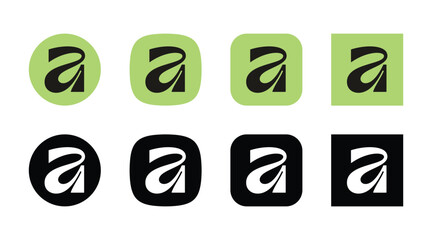 Affinity new logo icon set black and green design modern brand identity symbol on white background