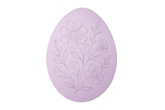 Easter egg decorating with purple floral line art