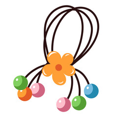 Girly Hair Scrunchies. Hair Accessories. Vector Hand drawn Illustration Set