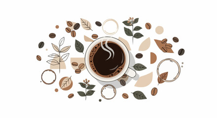 cup of coffee with beans
