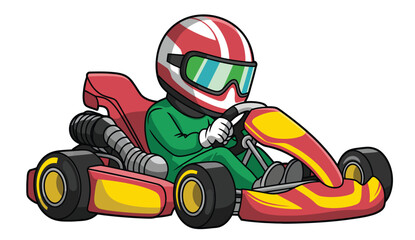 Go kart racing vector illustration, dynamic kart driver artwork for motorsport graphics