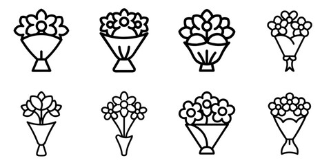 flower bouquet icon set. pictogram isolated on white background. Vector illustration.