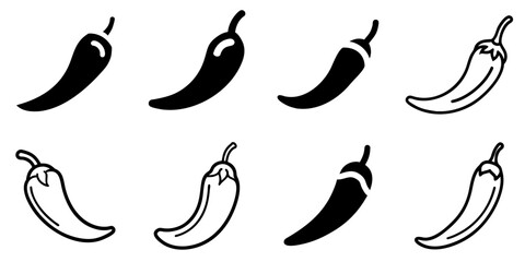 chili pepper icon set. pictogram isolated on white background. Vector illustration.