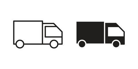 Delivery van icon collection with multiple styles. EPS10