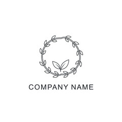 Elegant Leaf Wreath Logo Design with Delicate Foliage and Natural Aesthetic.