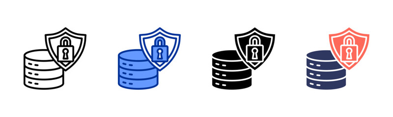 Data Security icon set multiple style collection