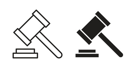 Gavel icon collection with multiple styles. EPS10