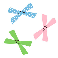 Cute Fashion Bows. Hair Accessory. Vector Hand drawn Illustration