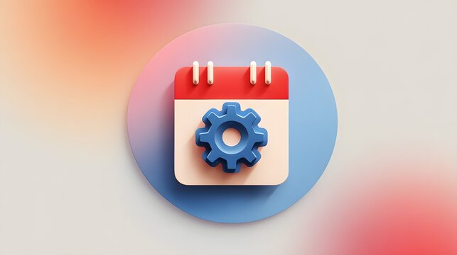 Three dimensional icon depicts scheduling adjustment functionality on a soft gradient background