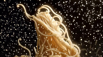 Abstract Art of Brown Octopus and Pasta with Bubbles in Water with ai generated