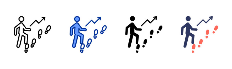 First Step icon set multiple style collection