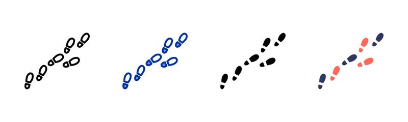 Footprint Trail icon set multiple style collection