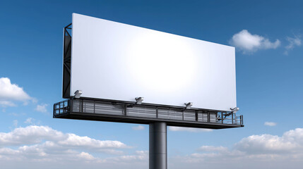 Obraz premium Clean and Modern Billboard in Daylight with Clear Blue Sky and White Background for Text Integration in Art and Commercial Design
