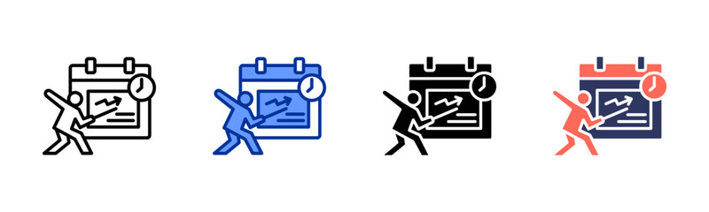 Presentation Schedule icon set multiple style collection